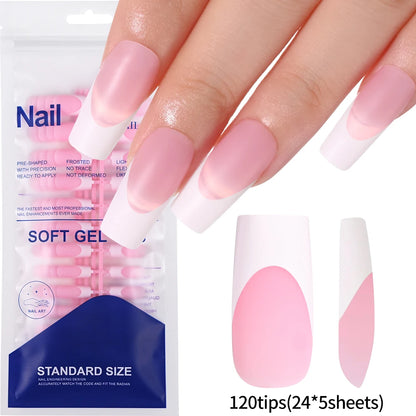 240/120Pcs Colorful French Short Square False Nails