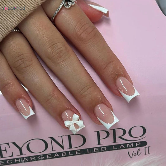 White French Press on Nails