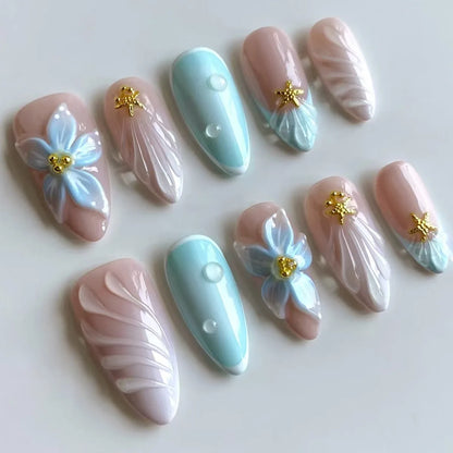 Butterfly Ballet with French Design Wearable False Nails
