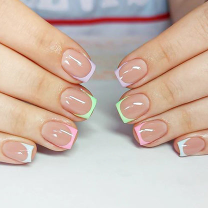 240/120Pcs Colorful French Short Square False Nails