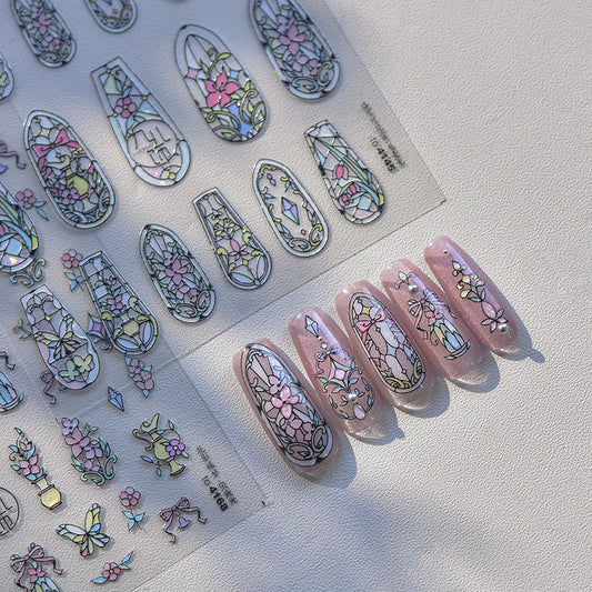 1piece high quality 5D glass fragment nail sticker